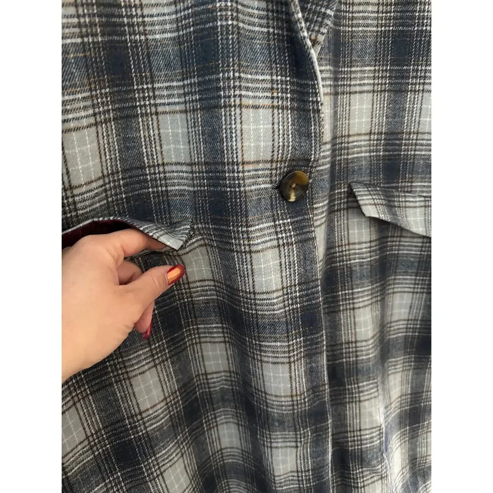 Sundance Annie Fall Plaid Long‎ Coat Multicolor Size Large Petite